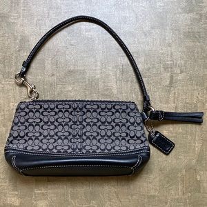 Coach Signature Wristlet With Leather Tassel